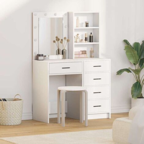 vidaXL Tavolo da Trucco con cassetto 2 pcs Bianco 50 x 41 x 135 cm