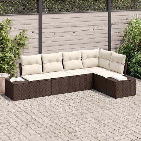 vidaXL Set Divano da Giardino 5 pcs Marrone e Crema polyrattan (1/5)