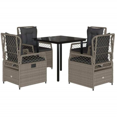 vidaXL Set Pranzo da Giardino 5pz con Cuscini Grigio Chiaro (1/5)