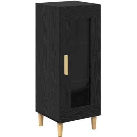 vidaXL Credenza Rovere Nero 34.5 x 32.5 x 90 cm Legno multistrato