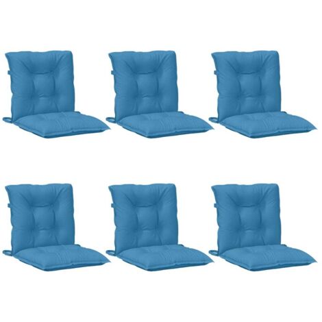Cuscini Sedia Schiena Bassa 6 pz Blu Mélange 100x50x7 Tessuto vidaXL