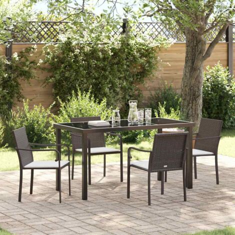 vidaXL Set da Pranzo per Giardino 5 pcs Marrone e Nero Rattan in (1/5)