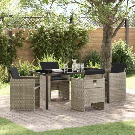vidaXL Set da Pranzo per Giardino 5 pcs Grigio chiaro polyrattan (1/5)