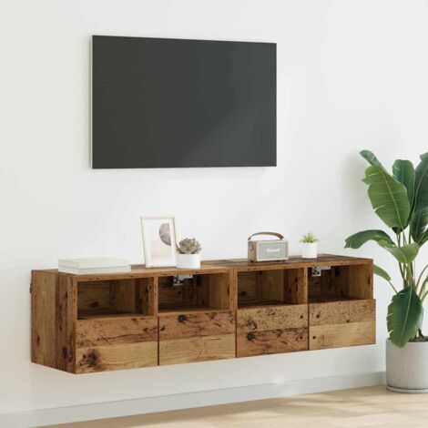 vidaXL Mobiletti TV da Parete 2 pcs Legno vecchio 60 x 30 x 30 cm