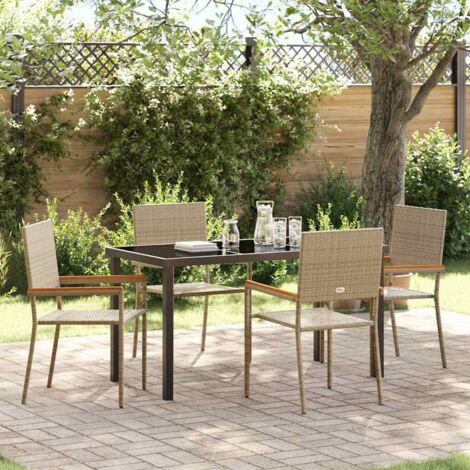 vidaXL Set da Pranzo per Giardino con cuscino 5 pcs Beige (1/5)