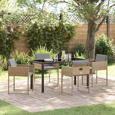 vidaXL Set da Pranzo per Giardino 5 pcs Beige polyrattan (1/5)
