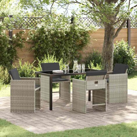 vidaXL Set da Pranzo per Giardino 5 pcs Grigio chiaro polyrattan (1/5)