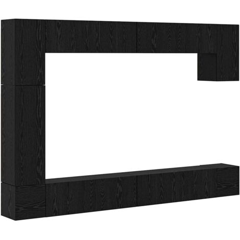 Set mobile TV 9 pcs Rovere nero Legno multistrato vidaXL