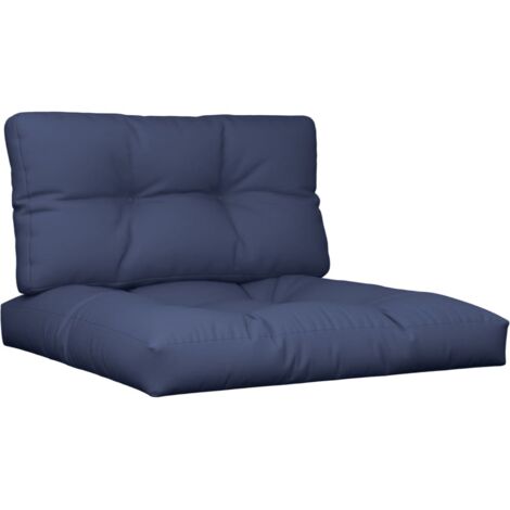 Cuscini per Pallet 2 pz Blu Marino in Tessuto vidaXL