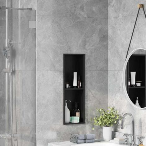 vidaXL Nicchia per doccia Nero 60 x 20 x 9.5 cm Acciaio inossidabile