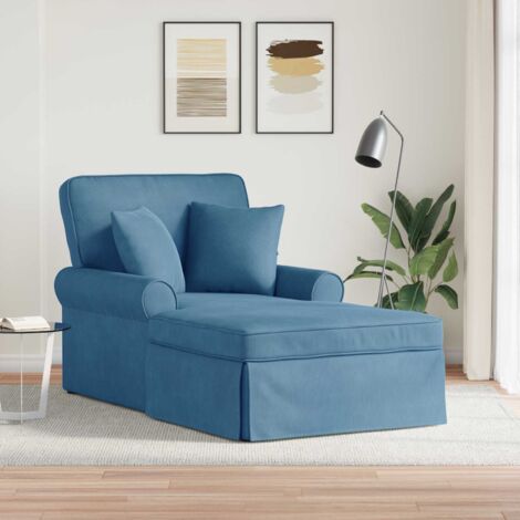 vidaXL Chaise Longe con Gonna con cuscino 3 pcs Blu Tessuto in