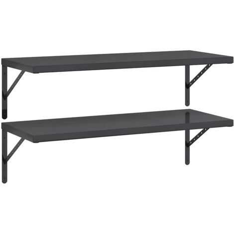 vidaXL Mensole a Muro 2 pz 100x40 cm Nero in Acciaio Inossidabile