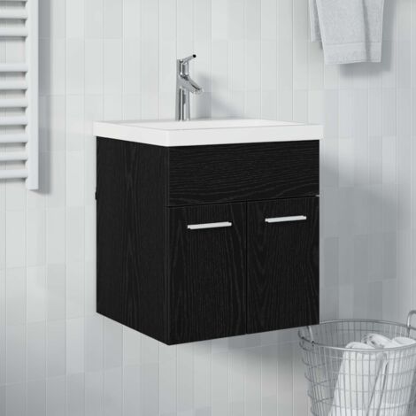 vidaXL Armadio sottolavello con porta Rovere Nero 41 x 38,5 x 46