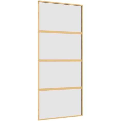 vidaXL Porta Scorrevole Dorata 90x205 Vetro Smerigliato ESG Alluminio