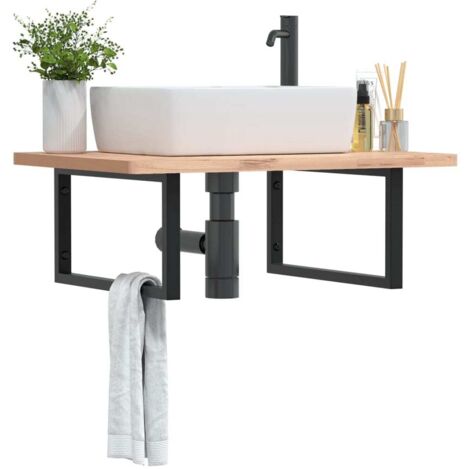 Reggimensole per Lavabo 2 pz Nere Rettangolari in Acciaio vidaXL