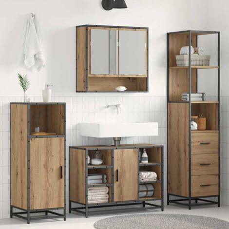 vidaXL Set di mobili per il bagno con cassetto Rovere artigianale