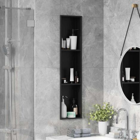 vidaXL Nicchia per doccia Nero 90 x 20 x 9,5 cm Acciaio