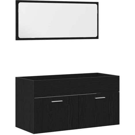vidaXL Set di mobili per il bagno 2 pcs Rovere Nero Legno