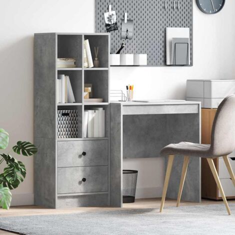 vidaXL Scrivania con cassetto con lo scaffale 2 pcs Grigio