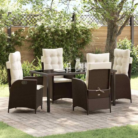 vidaXL Set da Pranzo per Giardino con cuscino 5 pcs Marrone (1/5)