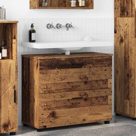 vidaXL Mobile da Bagno con cassetto Legno vecchio 76,5 x 35 x 64 (1/5)