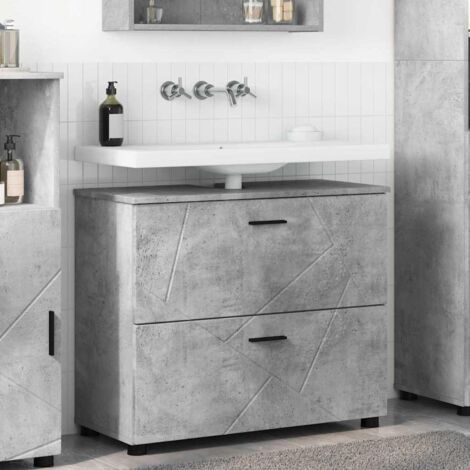 vidaXL Mobile da Bagno con cassetto Grigio cemento 76,5 x 35 x 64 (1/5)