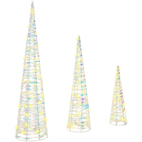vidaXL Albero di Natale 3 pcs Bianco caldo 20 x 20 x 80 cm PET (1/5)
