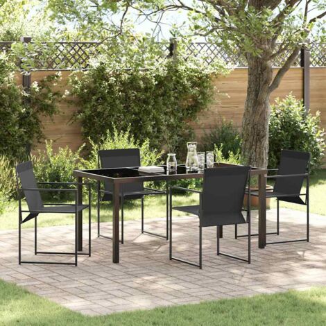 vidaXL Set da Pranzo per Giardino 5 pcs Nero Textilene e Acciaio (1/5)