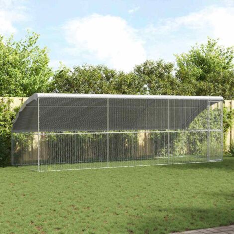 vidaXL Gabbia per polli 3 pcs Argento 600 x 200 x 200 cm