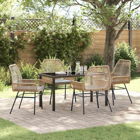 vidaXL Set da Pranzo per Giardino con cuscino 5 pcs Marrone (1/5)