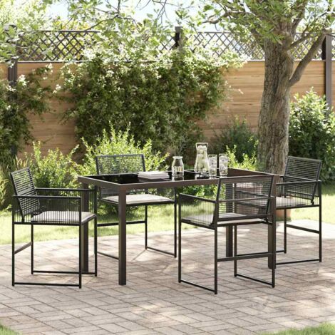 vidaXL Set da Pranzo per Giardino 5 pcs Nero polyrattan (1/5)