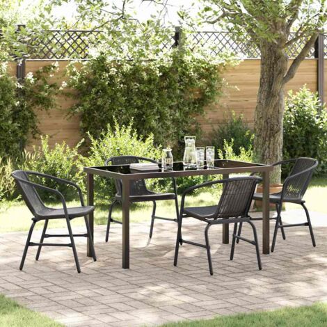 vidaXL Set da Pranzo per Giardino 5 pcs Nero Poly Rattan (1/5)