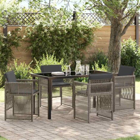 vidaXL Set da Pranzo per Giardino 5 pcs Grigio Poly Rattan (1/5)