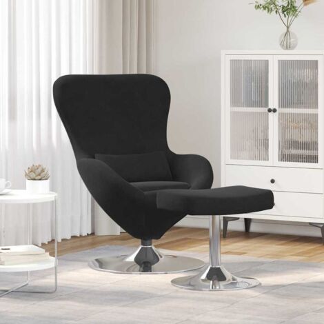 vidaXL Sedia Egg con Pouf Nero 63 x 73 x 90 cm Velluto (1/5)