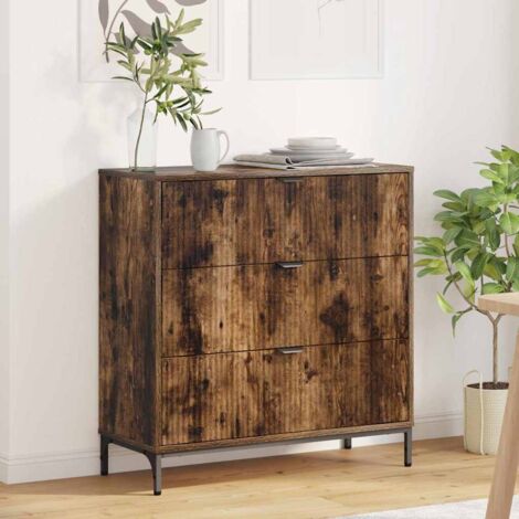 vidaXL Credenza Rovere fumé 79,5 x 33 x 82 cm Legno multistrato (1/5)