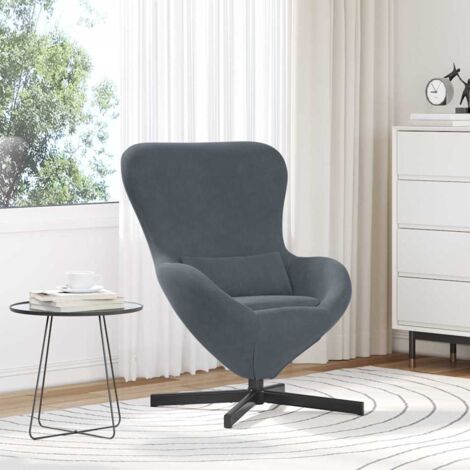 vidaXL Poltrona uovo Grigio scuro 63 x 73 x 90 cm Velluto (1/5)