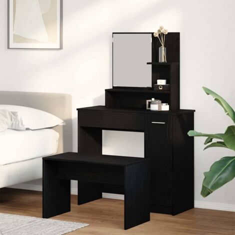 Set Tavolo da Trucco 2 pcs Rovere Nero Legno multistrato vidaXL (1/5)