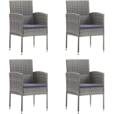 vidaXL Sedie Giardino con Cuscini Grigio Scuro 4 pz Grigie (1/5)