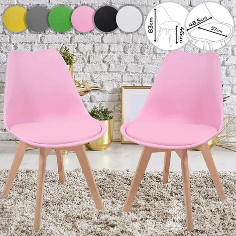 per Sala da Pranzo Set di 2 sedie scandinave sedie rosa chiaro da cucina Colore: Rosa in Velluto 