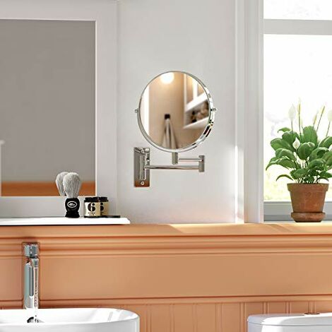 braccio esteso rotazione 360 20 cm 1 x 10 x specchio da bagno doppio lato illuminazione a 3 colori Specchio da parete ricaricabile illuminato da trucco dimmerabile touch screen 