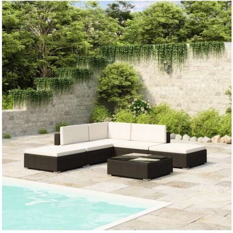 Salotto da giardino con divano modulabile e tavolino + cuscini vari colori colore : Nero e Bianco