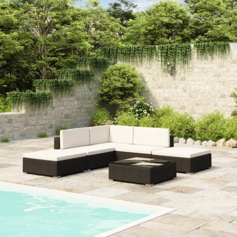 Salotto da giardino con divano modulabile e tavolino + cuscini vari colori colore : Nero e Bianco