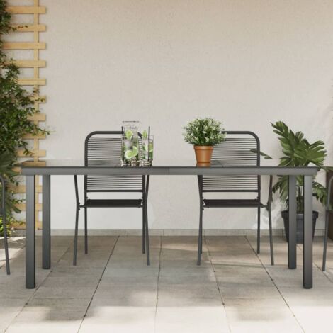 vidaXL Tavolo da Giardino Nero 190x90x74 cm in Alluminio e Vetro (1/8)