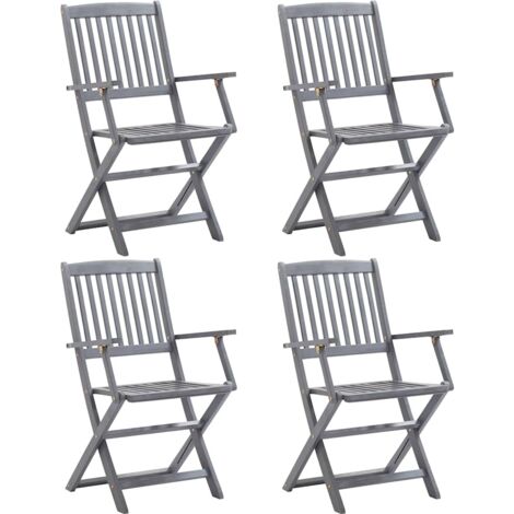 vidaXL Sedie da Giardino Pieghevoli 4 pz in Legno Massello d'Acacia
