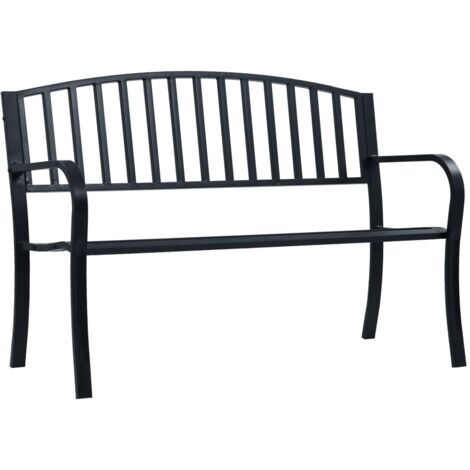 vidaXL Panchina da Giardino 125 cm Nera in Acciaio