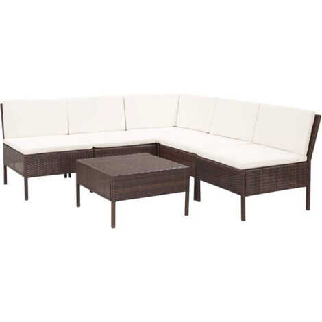 vidaXL Set Divani da Giardino 6 pz con Cuscini Crema in Legno Acacia