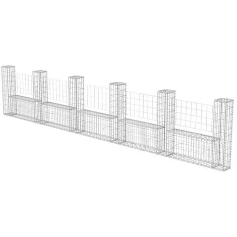 vidaXL Gabbione in Rete ad U in Acciaio Zincato 570x20x100 cm