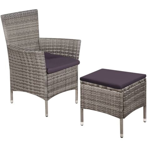 vidaXl Sedia da Esterno con Sgabello e Cuscini in Polyrattan (1/5)