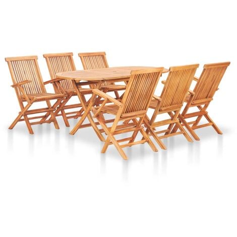 Set da Pranzo da Giardino Pieghevole tavolo + 6 sedie in legno di qualità