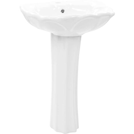 vidaXL Lavandino a Colonna in Ceramica Bianca 580x510x200 mm